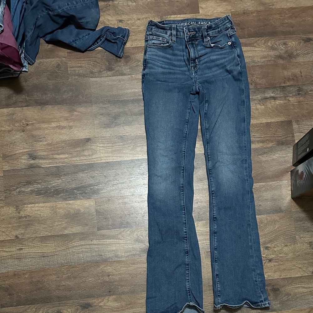 American Eagle Outfitters Women's Dark Blue Flare Jeans